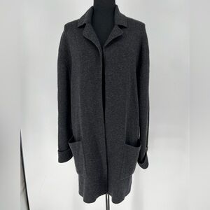 ANNE KLEIN DARK GREY 100% SOFT‎ WOOL CARDIGAN
